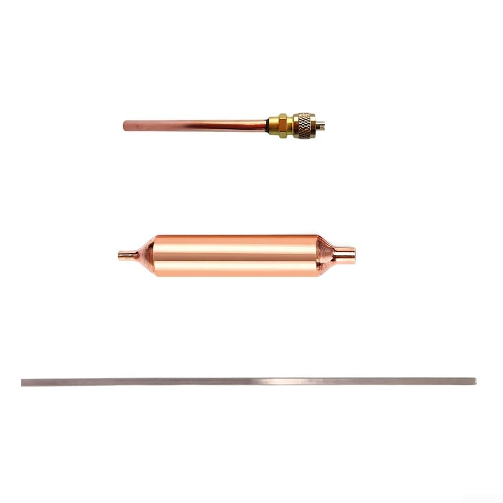 HVAC 3-in-1 Kit di strumenti filtro essiccatore, filtro frigorifero essiccatore macchina per ghiaccio strumenti di manutenzione valvola di servizio e asta di saldatura in rame fosforoso (1