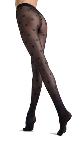 MARILYN Women's Designer Polka Dots Black High Rise Fitted Casual Wide Leg Tights Size 32-342