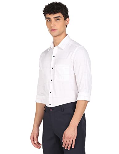 Image of Arrow Solid Slim Fit Mens Formal Shirt - 100% Cotton, Breathable & Comfortable, Full Sleeves Shirts for Men