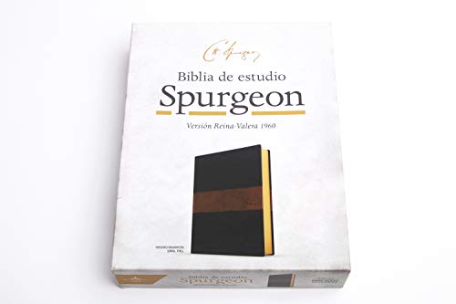 Image of RVR 1960 Biblia de estudio Spurgeon, negro /marron simil piel (Spanish Edition)