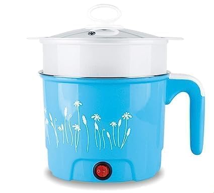 MAHOSTAV Electric 1.5 Liter Multiifunction Mini Cooker Kettle with Glass Lid Base Concealed Base Multi-Purpose Cooking Pot[multi color]