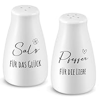 Geiserailie Salz- und Pfefferstreuer Hochzeitsgeschenk Set mit Salz und Pfeffer Aufkleber Hochzeit Geschenkideen für Brautpaar Einzugsgeschenke Einweihungsgeschenke für Wohnung Haus(Elegant Stil)
