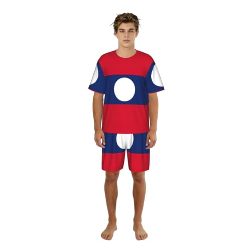 Pyjama court homme doux et extensible à imprimé drapeau du Laos