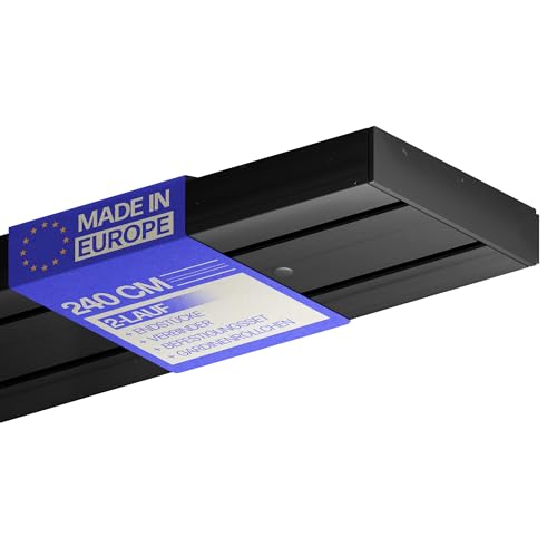 Bestlivings Gardinenschiene Schwarz (240cm / 2-läufig)...
