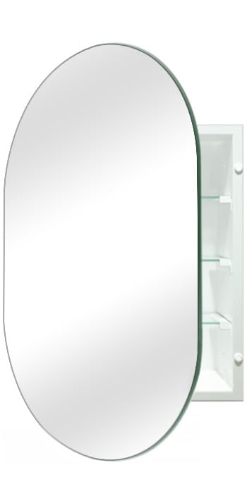 24 x 36 inch Bathroom Medicine Cabinet Frameless Oval Mirror Medicine cabinets with Mirror for Bathroom, Recessed or Surface Mounted Installation
