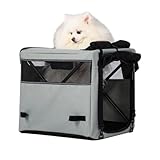 MAXFOOT Metal Frame Pet Bag for Tricycle, Medium Dog/Cat Bags Carrier for E-trike Basket with 2 Open Doors, Breathable Mesh Windows, Waterproof 600D Fabric, Reflect Strip, Gray