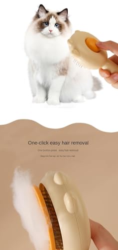 Image of Cat Brush with Release Button, Cat Brushes for Indoor Cats Shedding, Cat Brush for Long or Short Haired Cats, Cat Grooming Brush Cat Comb for Kitten Rabbit Massage Removes Loose Fur (Fresh Purple)