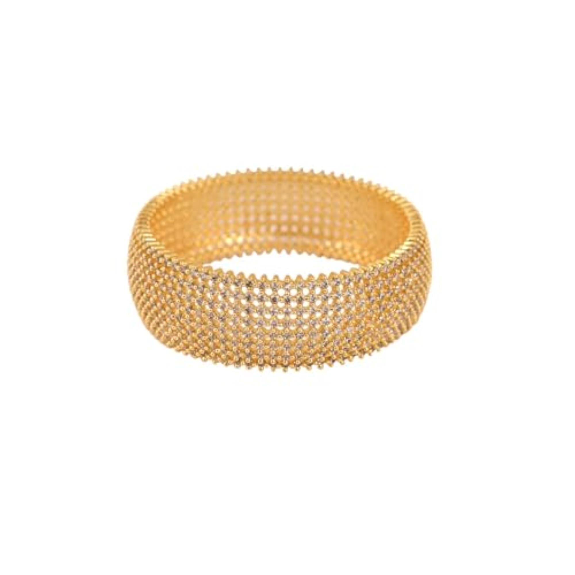 Women's Gold Plated American Diamond CZ White Traditional Kada Bangles
