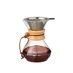 Pour Over Coffee Maker with Double-layer Stainless Steel Filter,13.5 OZ Borosilicate Pour Over Coffee Dripper Glass Coffee Carafe For Home,Camping, Hiking