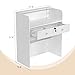 OmySalon Reception Desk with Counter, Small Front Desk w/Lockable Drawer, Wooden Modern Reception Table for Salon Lobby Office Home (White, 32)