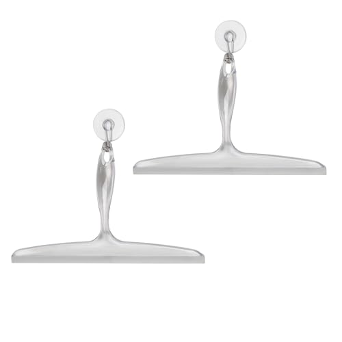 iDesign Bathroom Plastic Shower Squeegee with Wall Hook - Set of 2 - Clear