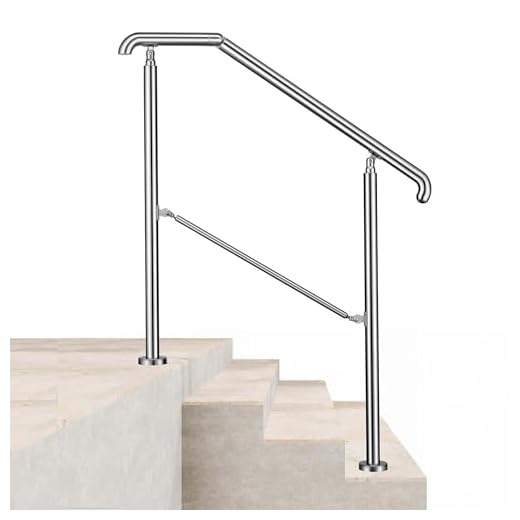 Acezanble 108x102cm Edelstahl Eingangshandlauf Treppengeländer Winkelverstellbares Geländer für 2–3 Stufen Innen Außen Treppens, Silber