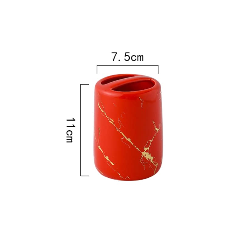 HYLR Juego de Accesorios de baño, Juego de baño de cerámica Marbling de 5 Piezas, dispensador de jabón, Vaso, Soporte para Cepillo de Dientes, jabonera, Buen Regalo para un Nuevo hogar bathroo