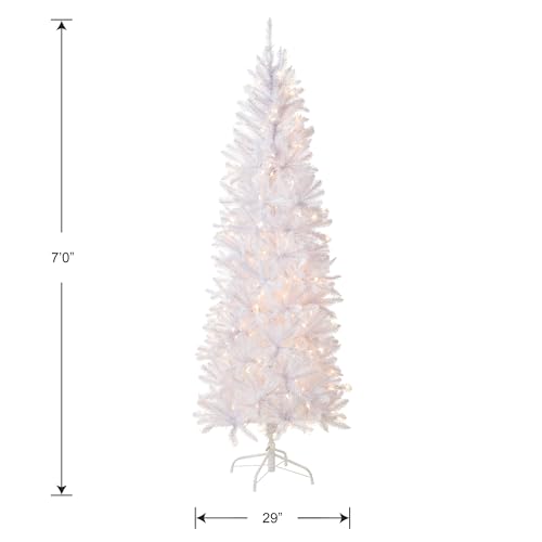 National Tree Company 7 ft Pre-Lit Kingswood Fir Slim Artificial Christmas Tree, 300 Clear Lights, 892 Tips, Includes Stand, White by National Tree Company - Image 5