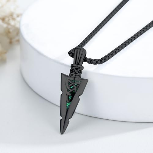 Pendentif flèche celtique noire malachite style quotidien