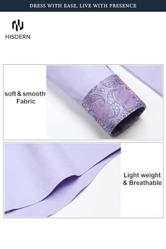 Image of HISDERN Mens Business Dress Shirts Long Sleeve Casual Button Down Shirt Formal Inner Collar Contrast Shirt for Men Wedding
