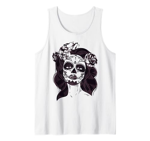 De Los Muertos La Catrina Giorno dei Morti Sugar Skull Women Canotta