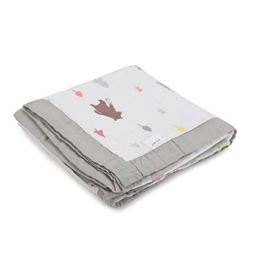 Image of Kassy Pop Printed 6 Layer Bamboo Muslin Blanket Cum Swaddling Towel for Baby, Toddlers | 70% Bamboo, 30% Cotton | AC Quilt, Multi-Purpose Blanket | 110cm x 110cm (Multicolor Print)