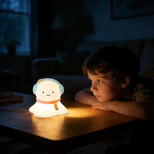 Image of Snow Baby Silicone Night Light - Rechargeable, Adjustable Brightness and Timer Function, Suitable for Children's Rooms and Bedrooms, Great Gift for Festivals