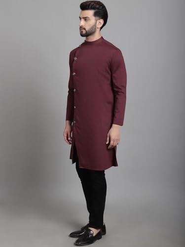 Image of Even Men's Collection Ethnic Wear Cotton Regular Sherwani Kurta with Asymetrical CutSWC-SLD011-WN2C-P