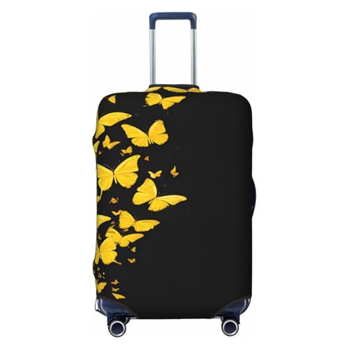 Luggage Covers For Suitcase Gold White Butterfly Black Print Suitcase Cover Elastic Luggage Covers Suitcase Protector 18-32 Inch