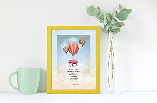 Bilderrahmen Set 2 Stück A5 15x21 cm – Farbe Gelb aus Holz, mit Acrylglas – zum vertikalen oder horizontalen Aufhängen… – Bild 3
