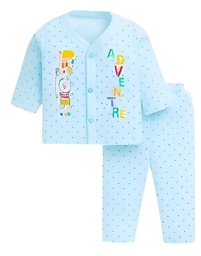 Image of Tiny Tooth Baby's Boy's Girl's Full Sleeves Cotton Dress, Vests, Jhabla, T-Shirt with Pyjama Pant Dress Combo Set for Infant Toddler New Born Baby Clothes