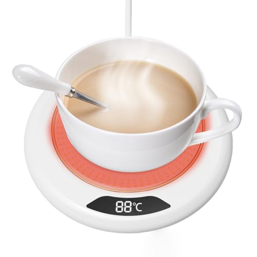 Calentador de tazas de café, calentador de tazas de café para escritorio, apagado automático, calentador de café eléctrico para escritorio con ajuste de 3 temperaturas y temporizador de 1 a 12 horas