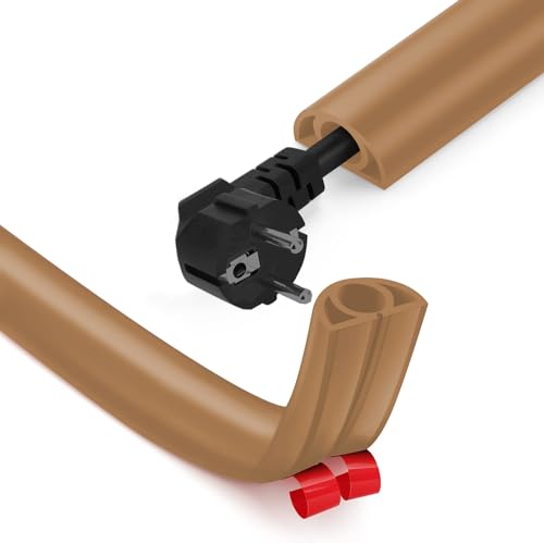 IVEOPPE Canaleta para cables autoadhesiva, flexible, protección para cables, 3 m x 25 mm x 13 mm, canal flexible para cables, para casa, oficina, escuela, almacén (1 cable grueso / 3 m, marrón)