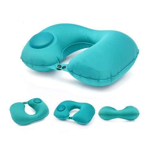 LUMINA VETRA Inflatable U Shaped Travel Neck Pillow with Press Button, Self Inflating Air Cushion, Soft Flocking Fabric, Portable Compact Design, Anti Leakage Valve, Neck Support Pillow-image-12