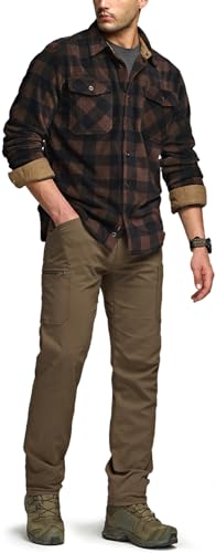 CQR Men's Long Sleeve Heavyweight Fleece Shirts, Plaid Button Up Shirt, Warm Outdoor Casual Shirt with Pockets4