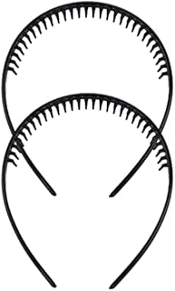 2 Pieces Mens Hair Band, Teeth Comb Shark Tooth Headband Plastic Alice Band Hair Bands with Teeth Grip Headband