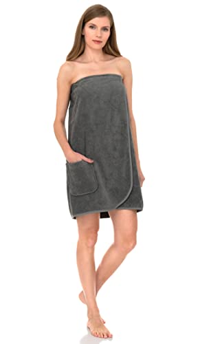 Image of TowelSelections Womens Shower Wrap Adjustable Cotton Terry Cloth Gym Cover Up with Snaps