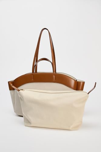Bolso de mujer grande casual en lienzo y cuero miniatura 4