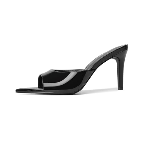Image of vivianly Clear Pointed Toe Heels Sandals Transparent Strap Stiletto High Heels Slip on Mules for Women