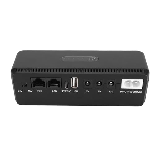 Fockety Batteria di Backup ups, Gruppo di continuità 10400 mAh con Porte Poe 15 V 24 V e Uscite USB 5 V 9 V 12 V, Mini ups Batteria di Backup per Router, Modem, Telecamera di Sicurezza