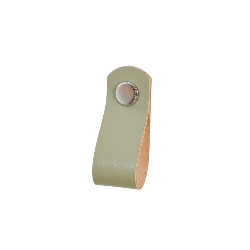 Cqahdsevf Gray- Chrome Hat Leather Drawer Pulls, Brass Cowhide Knob 2 Pcs Multicolor 60X22x1.8mm(Gray- Chrome Hat)