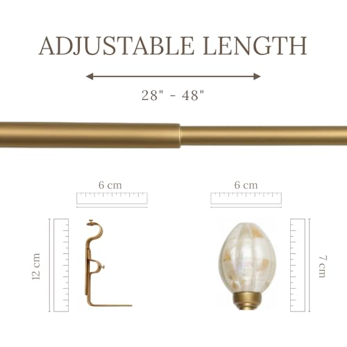 Image of 28 inch-48 inch Adjustable Double Curtain Rod For Door & Windows With Brackets Set Curtains Hanging Extendable Iron Metal Pipe Holder With Tusky Bone Finial (Black, 0.75 inch Diameter)