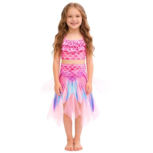 Maillot de bain fille 3 pièces avec bonnet et combinaison anti-UV pour la natation