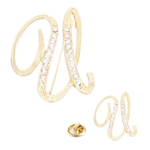 Image of PATIKIL Rhinestone Letter Brooch Pins, Initial Rhinestone Alphabet Letter Lapel Badges Pin for Women Men Suits Dress Coat