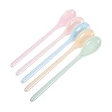 DIKACA 5個 耐衝撃プラスチック製 ロングハンドルスプーン 用スープスプーン 幼稚園 家用 かき混ぜやすい食器 独立心育成に適し 再利用可能