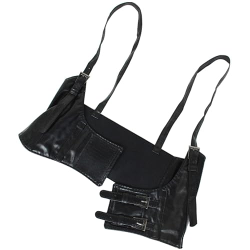 ORFOFE Cinturón Arnés de Cuero Ajustable para Mujer Cinturón Bajo Pecho Elástico y Accesorio para Vestidos Fiestas Halloween y Rave Diseño Punk y Gótico Negro
