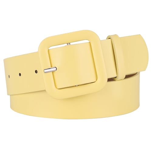 Womens Belts for Jeans Dresses Chic Faux Leather Belt with Square Buckle
