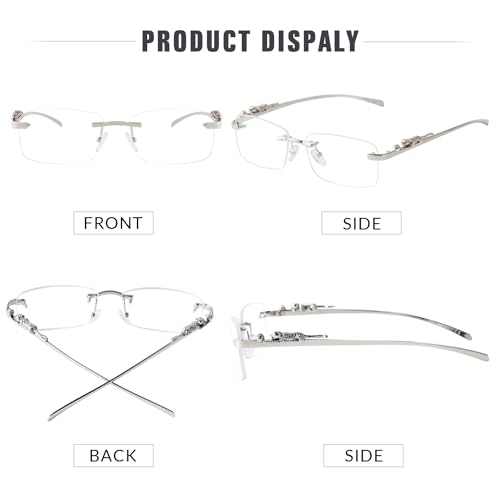 Image of JUDOO Rimless Rectangle Sunglasses for Men Women Fashion Hip hop Frameless Designer Shades Y2K Square Clear Glasses