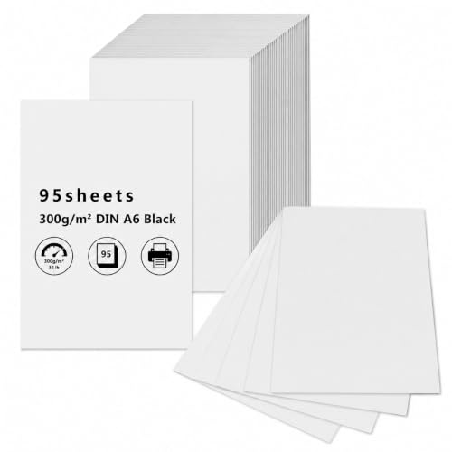 95 Stück Weiße A6 Blanko Postkarten zum Selbstgestalten, 300 g/m² Karteikarten Blanko A6 Papier Karten zum Beschriften, Kartonpapier Bastelkarton zum Bedrucken DIY(148 x 105mm)