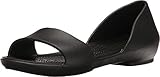 Crocs Women's Lina Dorsay Flat Sandal, Black, 9 M US