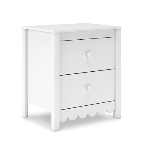 Signature Design by Ashley Bedside Table Nightstand, Scalloped, 2 Drawers - image 1