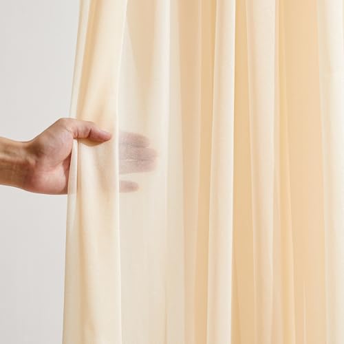 Image of Champagne Wedding Arch Draping Fabric 1 Panel 30'' x 20FT Champagne Drapes Sheer Fabric Backdrop Arch Draping Fabrics for Wedding Ceremony Birthday Party Bridal Shower Decoration