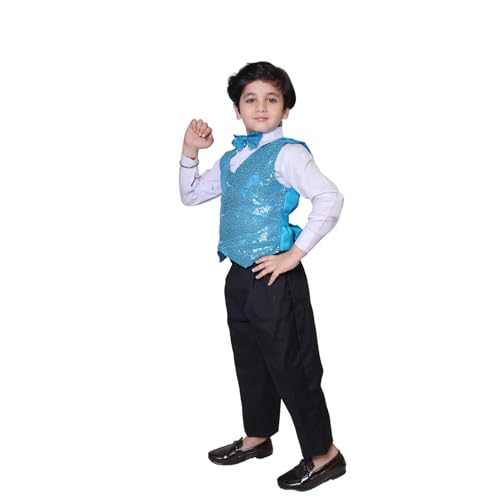 Image of Kaku Fancy Dresses Plain Waistcoat for Kids /Plain Jacket for Kids | Sequin Work Shinning Waist Coat For Annual Day Dance Competition (Only Jacket /Waistcoat - Shirt & Pant Not Included)