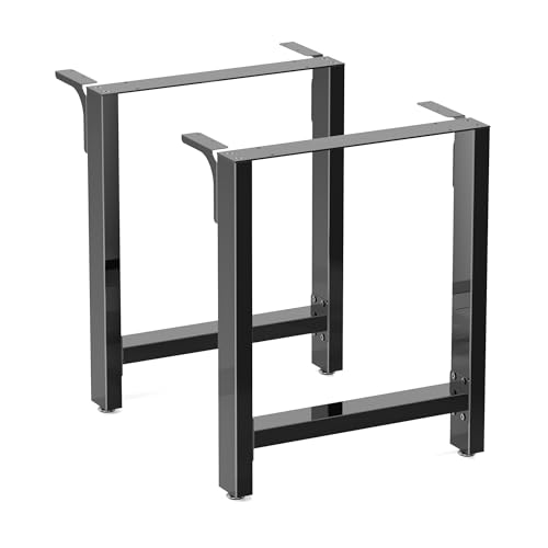 WilTec Pieds de Table en Profil carré - 600 x 240 x 720 mm - Couleur Noire, Transparent - en Acier - Revêtement par Poudre - Piètement Support Bureau pour...